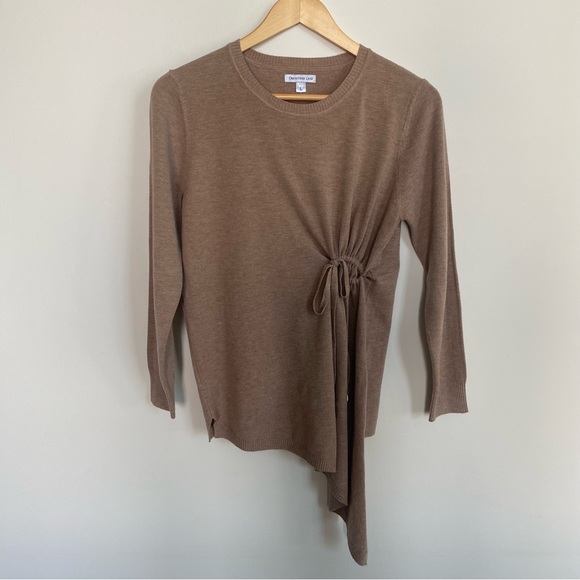 NWT Tan Long Sleeve Crewneck Knit Tan Cinched Sweater M L - Picture 4 of 8